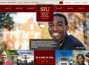 How siu.edu looks like on a tablet such as an iPad.