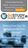 How sixsigmastudyguide.com looks like on a mobile device such as an iPhone.