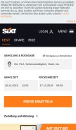 How sixt.at looks like on a mobile device such as an iPhone.