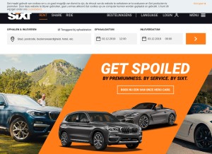 How sixt.be looks like on a tablet such as an iPad.