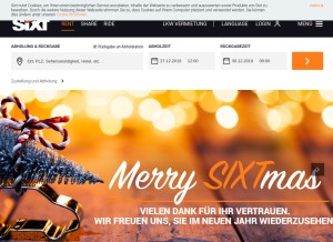 How sixt.ch looks like on a tablet such as an iPad.
