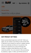 How sixt.com looks like on a mobile device such as an iPhone.