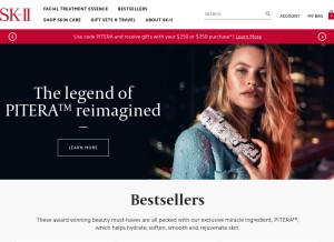 How sk-ii.com looks like on a tablet such as an iPad.