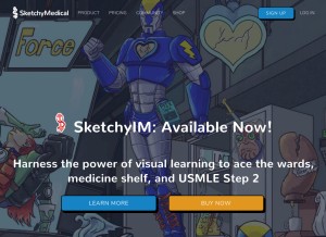 How sketchymedical.com looks like on a tablet such as an iPad.