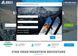 How ski.com looks like on a tablet such as an iPad.