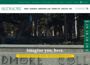 How skidmore.edu looks like on a tablet such as an iPad.