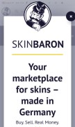 How skinbaron.de looks like on a mobile device such as an iPhone.