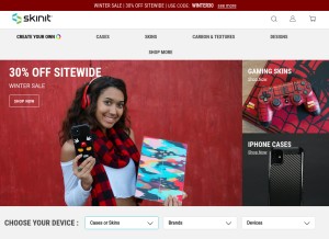 How skinit.com looks like on a tablet such as an iPad.