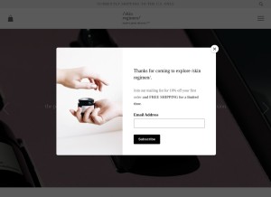 How skinregimen.com looks like on a tablet such as an iPad.
