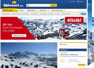 How skiresort.info looks like on a tablet such as an iPad.