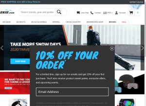 How skis.com looks like on a tablet such as an iPad.