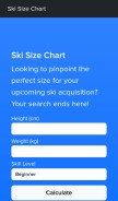 How skisizechart.com looks like on a mobile device such as an iPhone.