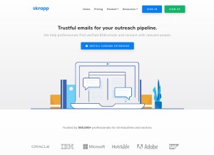 How skrapp.io looks like on a tablet such as an iPad.