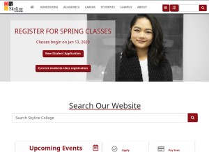 How skylinecollege.edu looks like on a tablet such as an iPad.