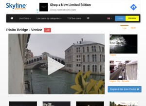 How skylinewebcams.com looks like on a tablet such as an iPad.