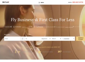 How skyluxtravel.com looks like on a tablet such as an iPad.