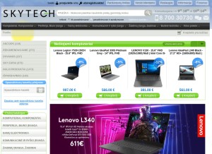 How skytech.lt looks like on a tablet such as an iPad.
