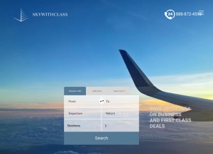 How skywithclass.com looks like on a tablet such as an iPad.