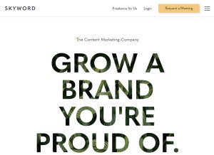 How skyword.com looks like on a tablet such as an iPad.