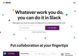 How slack.com looks like on a tablet such as an iPad.