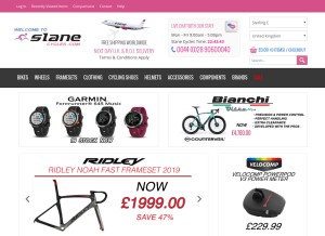 How slanecycles.com looks like on a tablet such as an iPad.