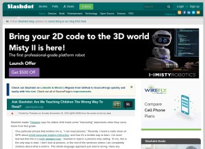 How slashdot.org looks like on a tablet such as an iPad.
