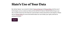 How slate.com looks like on a tablet such as an iPad.