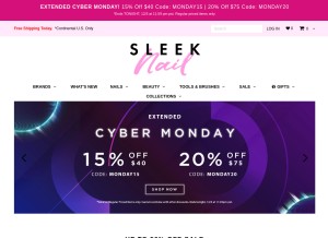 How sleeknail.com looks like on a tablet such as an iPad.