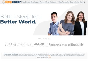 How sleepadvisor.org looks like on a tablet such as an iPad.