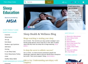How sleepeducation.org looks like on a tablet such as an iPad.