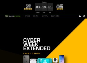 How slickwraps.com looks like on a tablet such as an iPad.