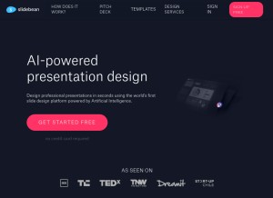 How slidebean.com looks like on a tablet such as an iPad.