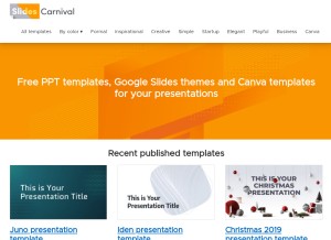 How slidescarnival.com looks like on a tablet such as an iPad.