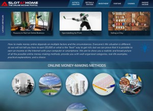 How slotathome.com looks like on a tablet such as an iPad.