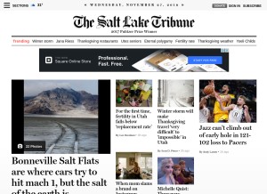 How sltrib.com looks like on a tablet such as an iPad.