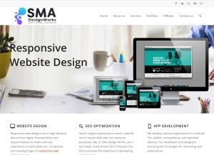 How smadesignworks.com looks like on a tablet such as an iPad.