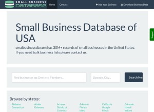 How smallbusinessdb.com looks like on a tablet such as an iPad.