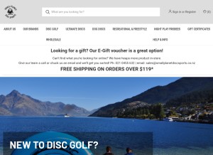 How smallplanetdiscsports.co.nz looks like on a tablet such as an iPad.