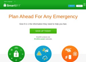 How smart911.com looks like on a tablet such as an iPad.