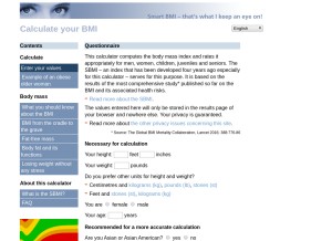 How smartbmicalculator.com looks like on a tablet such as an iPad.