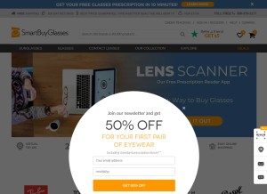 How smartbuyglasses.com looks like on a tablet such as an iPad.