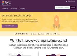 How smartinsights.com looks like on a tablet such as an iPad.