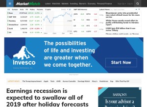 How smartmoney.com looks like on a tablet such as an iPad.