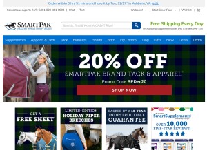 How smartpakequine.com looks like on a tablet such as an iPad.