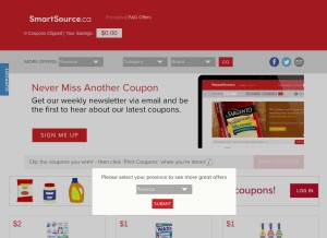 How smartsource.ca looks like on a tablet such as an iPad.