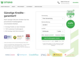 How smava.de looks like on a tablet such as an iPad.