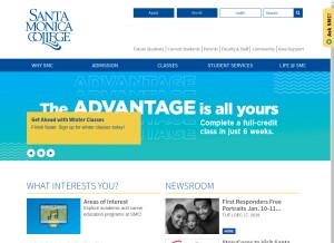 How smc.edu looks like on a tablet such as an iPad.