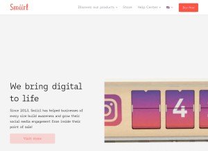 How smiirl.com looks like on a tablet such as an iPad.