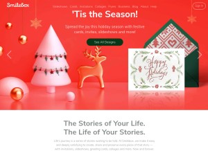 How smilebox.com looks like on a tablet such as an iPad.