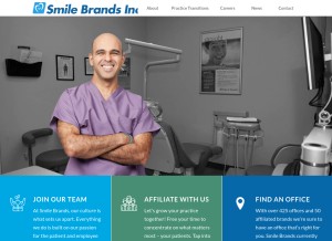How smilebrands.com looks like on a tablet such as an iPad.